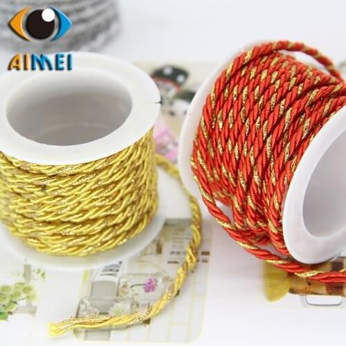 3Mm Silver Cotton Ropes For Packaging Gifts Gold Red Rope Diy Hand-Woven Twine Strings For Needlework Macrame Cords Plaited Cord