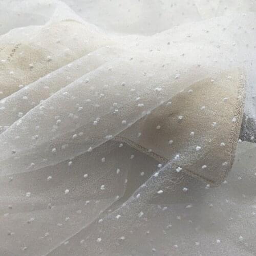 4 Yards Soft Shimmer Polka Dots Flocking Dots Vintage Tulle lace Fabric For Birthday Party Dress, Cupcake Dress, Bridal Gown