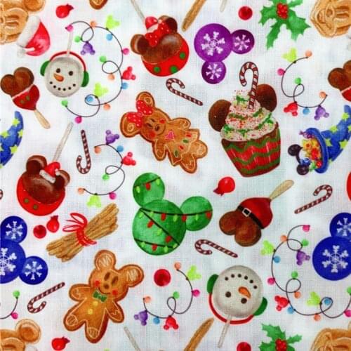 50*145cm Christmas snowman candy Polyester Cotton Fabric for Tissue Kids home textile for Sewing Tilda Handmade DIY decoration