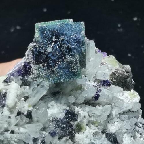 84gNatural snowflake fluorite pyrite crystal symbiotic mineral specimen energy stone jewelry crystal quartz jewelry
