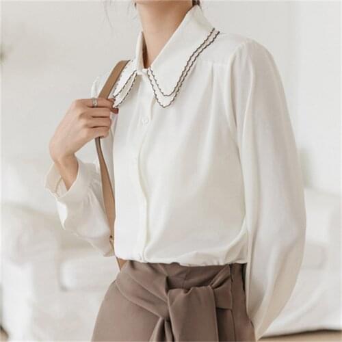 Alien Kitty 2021 French Sweet Chiffon Women Shirts Full Sleeves Streetwear Elegant OL Office Lady Hot Autumn All Match Blouses