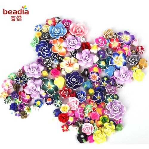 2-10pcs Non-Porous Soft Pottery 12mm * Thickness Of About 5mm Clay Beads Rose Flower Jewelry Necklace Bracelet Hair Ornament DIY