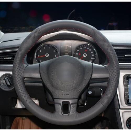 Black Artificial Leather Steering Wheel Cover for Volkswagen VW Sharan Passat Variant EOS Amarok California Caravelle
