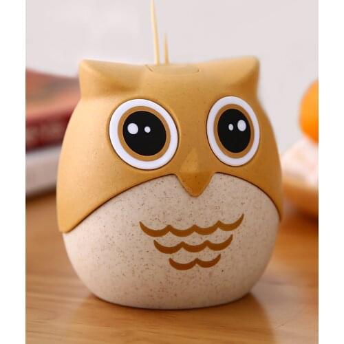 Cute cartoon Owl Toothpick Holder toothpick barrel slide portable household plastic toothpick box creative fashion living room