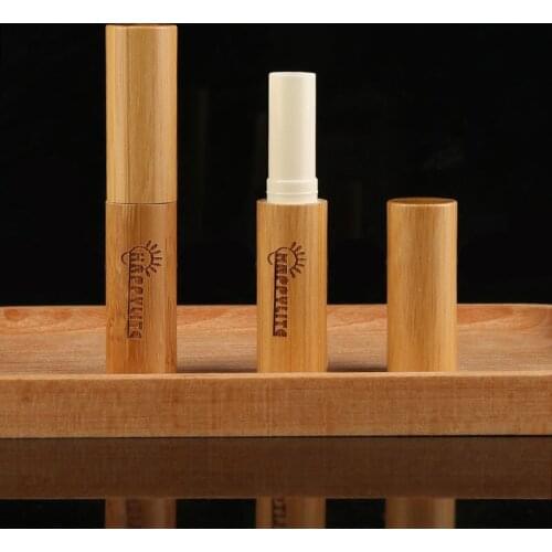 Eco-friendly 4g 5g bamboo lipstick tube bamboo lip balm container,Refillable Bamboo Lip Balm Tube Biodegradable with Custom logo