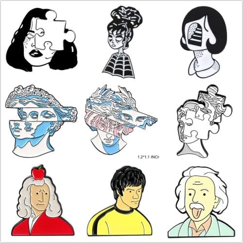 Abstract Figures Enamel Pins Cute People Lapel Badges For Clothes Jewelry Collar Brooches Gifts Accessories For Kid Friends Bags