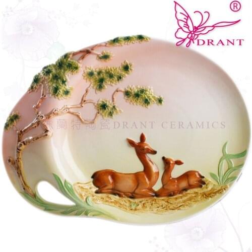 Ceramic Wall-Plate Tea Tray Enamel Color Fruit Plate Creative Fashion Ceramic Tray Coffee Table Candy Plate Fruit Pot Decoration