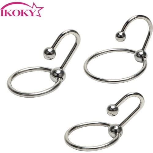 IKOKY Penis Rings Catheter Sound Beads Urethral Dilator Stainless Steel Penis Plug Male Chastity Device with Head Ring