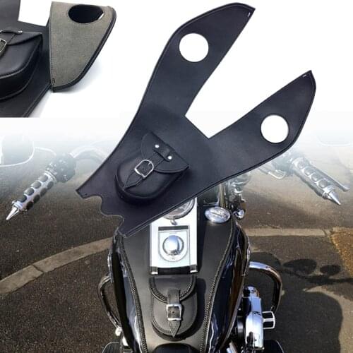 Leather Tank Panel with Pouch for Harley Softail Fatboy HERITAGE PU TANK Cover Panel Pad Chap Bib