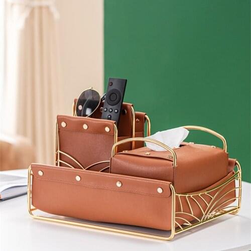 Leather Storage Box Nordic Simple Hallway Key Storager Table Decor Makeup Stationery Magazine Organizing Rack Tissue Box