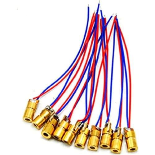 50pcs 6mm*10mm 1mW 650nm Red Laser Diode Module Focus Dot Head 3V Driver