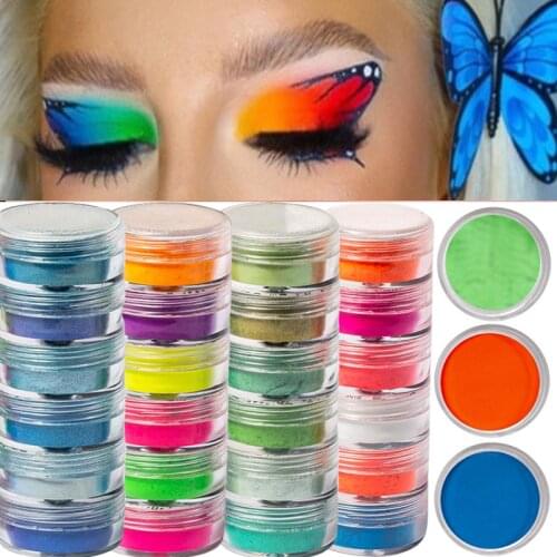 Matte Fluorescent Eyeshadow Nail Powder Dust Neon Pigment Powder Waterproof Eyeshadow Palette Nail Art Decoration 6 Pcs/Set