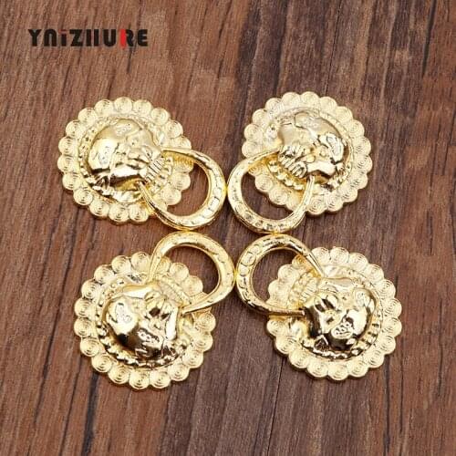 4PCs 30*37mm Gold Mini Vintage Lion Head Furniture Door Pull Antique Handle Zinc Alloy Cabinet Dresser Drawer Knobs