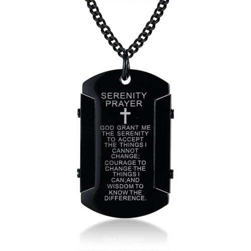 2020 Stainless Steel Fashion Jewelry European and American Style Laser Scripture Simple Pendant Necklace Suitable For Men