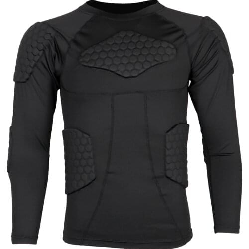 Adult Men Padded Compression Shirt Plus Size Protective T Shirt Chest Back Protector for Cycling Football Baseball Soccer