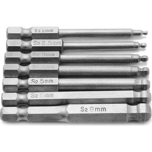 7 Pcs 2.5'' Magnetic Screwdriver Set Ball End Hexagon Head Hex Screwdriver Bits Electric Screwdriver for Hand Tools
