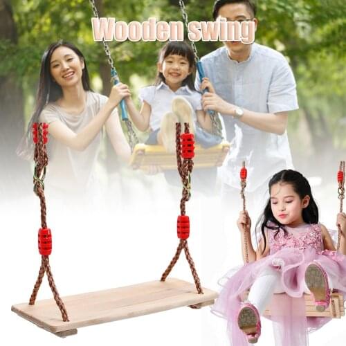 Nostalgic Children Adult Wooden Hanging Swings Seat with Height Adjustable Rope Per Side 4pcs Wood AN88