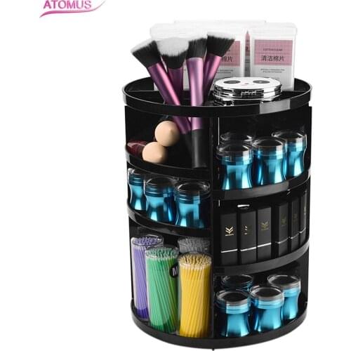 New 360 Degree Rotating Makeup Organizer Brush Holder Organizer Case Makeup Tool Cosmetic Storage Box Shelf Display Stand