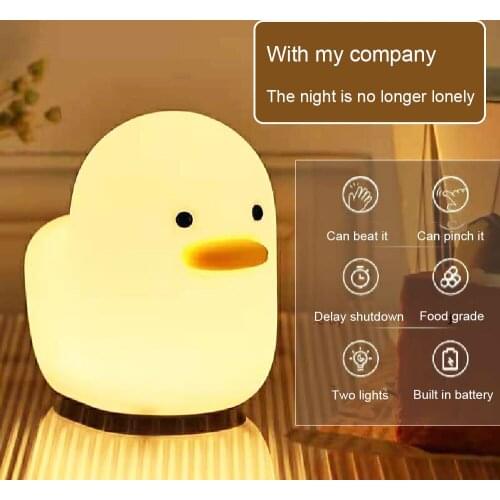 NEW Silicone Duck Night Light LED Soft Touch Sensor Animal Kid Night Lamp Bedroom Decorative Children Bedside Lamp for Baby Gift