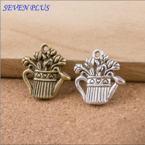 High Quality 20 Pieces/Lot 17mm*20mm Antique Silver plated Antique Bronze Watering Can Metal Charms Diy Charm