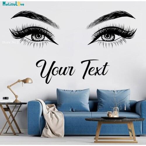 Charming Eyelashes Large Size Eyes Beauty Salon Wall Decal Sex Lady Make Up Vinyl Decals Custom Text Art Murals YT3631