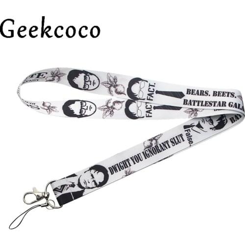 Black and White Style Office tv show keychains Accessory Phone USB ID Badge Holder Keys Straps Tag Neck lanyard J0239