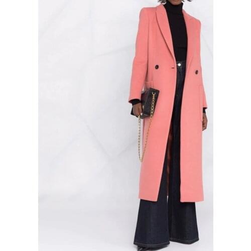 Simple Two Button X-long Overcoat New Winter Back Long Split Solid Notched Open Stitch Women Outerwear Imitation Cashmere Coats