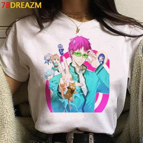 Saiki k top tees female couple clothes harajuku harajuku kawaii print clothes summer top aesthetic
