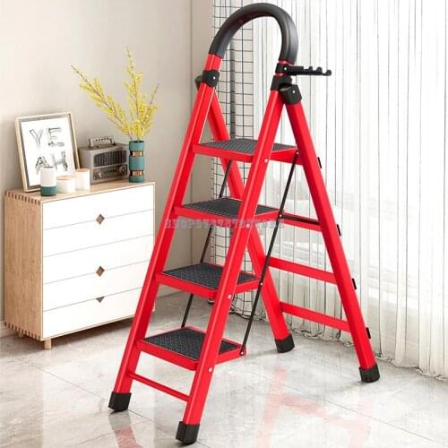 Ladder Household Folding Indoor Herringbone Multifunctional Ladder Four Step Ladder Five Step Ladder Thickening Portable Telesco