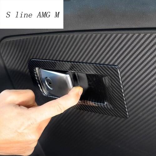 Car Styling Carbon fiber Copilot Glove box handle decoration covers Stickers trim For BMW X3 G01 2018 interior Auto accessories