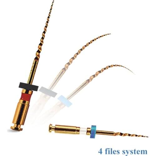 Dental NiTi Endodontic Glod Rotary Root Canal File for Engine Use 21/25MM i3 Gold Flexible Ni-Ti Root Canal Files 4files/pack