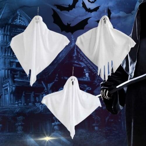 Halloween Decoration Hanging Ghost Scary Pendant Skull Horror Skeleton Spook Tree White Shaking For Garden Haunt House Prop