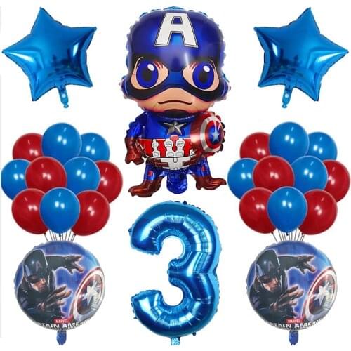 26pcs Marvel Captain Americ Balloon 30inch Number Foil Balloons Baby Shower 1 2 3 4 5 6st Birthday Party Decoration boys Globos