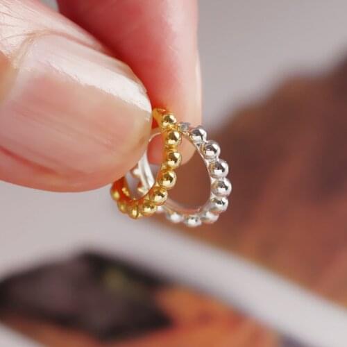 Classic 925 sterling silver earrings for women,small Hoop earrings,Round beads,Elegant Silver Jewelry,Party Engagement Accessories