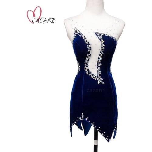 CACARE Latina Dance Dress Women Latin Dance Competition Dresses Fringed Salsa D0347 Velvet 4 Colors Rhinestones Irregular Hem