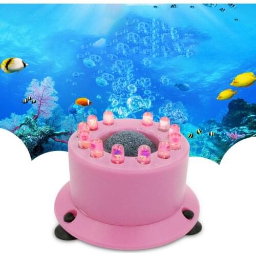 1PCS Led Aquarium Air Bubble Light Fish Tank Air Curtain Bubble Stone Disk with 6 Color Changing Leds