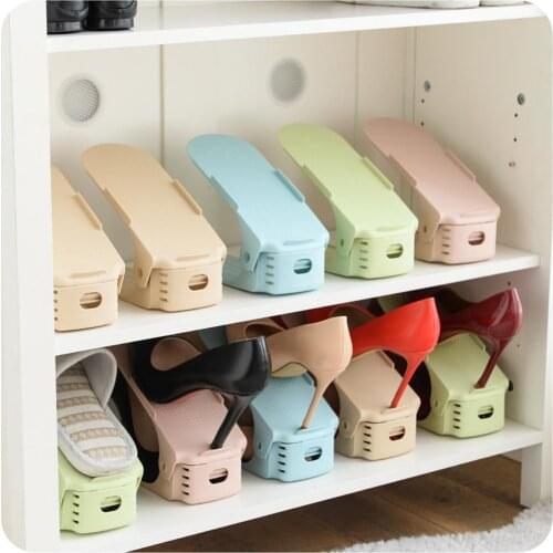 10Pcs Adjustable Shoes Tray Intergrated Double-layer Storage Rack Household Cabinet