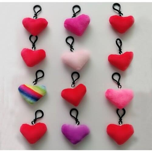 100pcs/Lot Plush Heart Keychain Heart for Lover Gifts