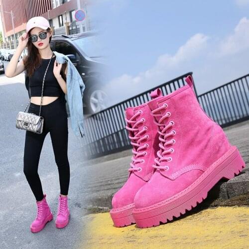 2021 Red Autumn and Winter Women Boots Wind Fashion Vintage Female Motorcycles Boots Ins Shoes Women Winter Boots