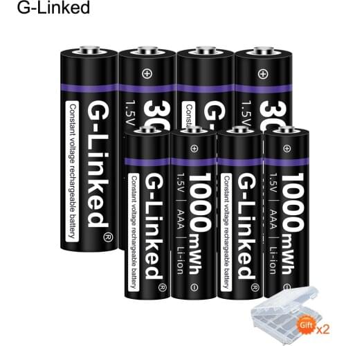 4Pcs 3000mWh 1.5v AA Rechargeable Batteries Low discharge High Capacity+4Pcs 1000mWh 1.5v AAA Rechargeable Batteries with box