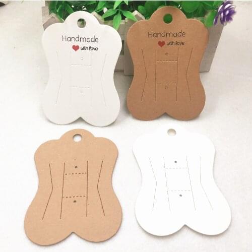 50pcs Kraft Paper Handmade With Love Hairpin/Hair Accessory Packaging Cards Vertical Clip/Claw Clip/Hair Fork Display Paper Card
