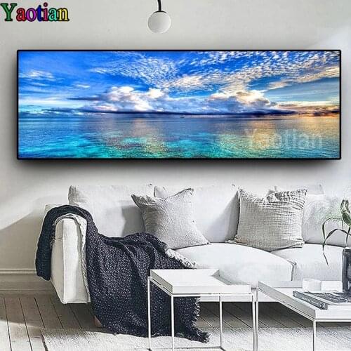 5D Diamond Embroidery Natural Sunset Cloud Seascape Blue Lake Landscape diy Diamond Painting Cross Stitch,3d art,Diamond Mosaic