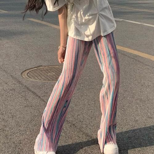 Women Pants Summer New Tie Dye LOOSE Full Length Fashion Autumn Spring Casual Sweet Korean Elastic Waist Girl Pants High Quality