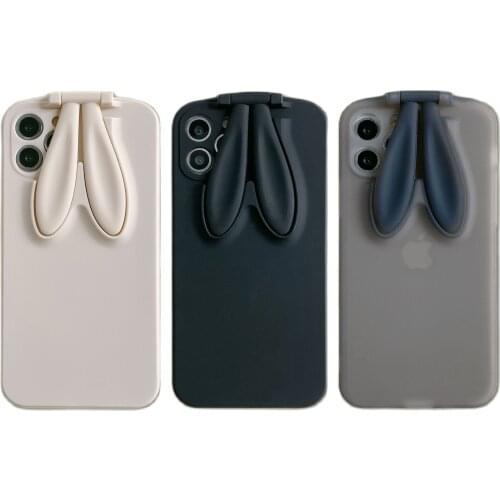 Lovely Rabbit Ears Foldable Stand Case for iPhone 12 Pro Max Back Phone Cover for 12 11 Pro Max X XS XR 8 7 Plus SE 2020