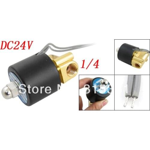 Free Shipping 24V DC 2.5mm Pore 1/4" Electromagnetic Solenoid Valve for Train Water 2W025-08