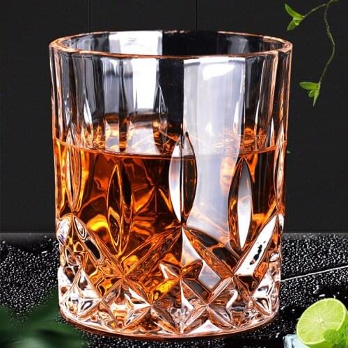 Hellodream lead-free classic design rock style whiskey glass barware old fashioned glass for scotch Set of 2-8.45 oz