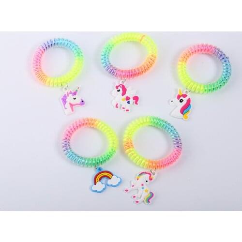 10Pcs Mixed Style Unicorn Hair Rings Bracelet Wedding Party Baby Show Charm Guest Favors Pendant Children Craft Decor Small Gift