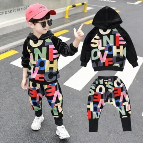 Autumn Winter New Clothes Baby Boys Hoodie + Pants Sets Girls Fashion Printing Long Sleeve Two-piece Suit Kids Clothing Set
