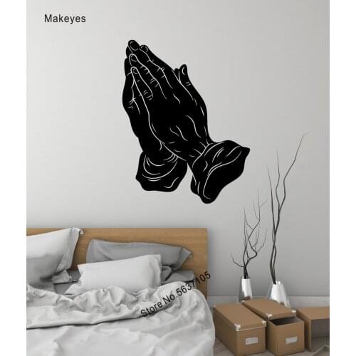 Makeyes Prayer Hands Wall Stickers Vinyl Wall Decal Prayer Home Bedroom Wall Decoration Wall Murals Water Proof Art Sticker Q709