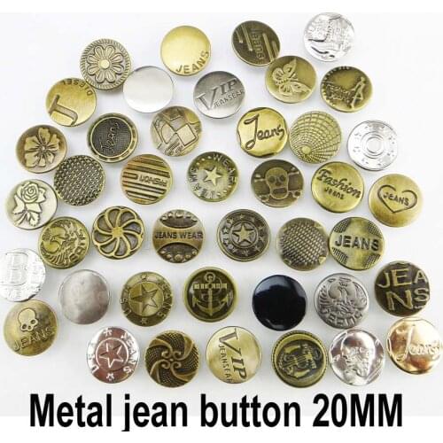 30PCS 17MM/20MM metal flower jeans button sewing clothes accessories decoration brand bronze tone BRAN jean buttons JMB-987